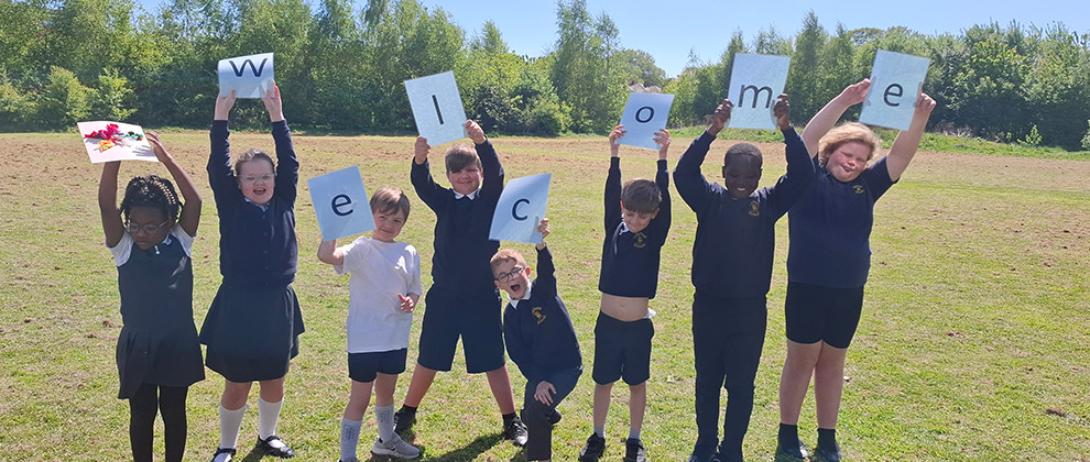 Pupils outside Hayfield School